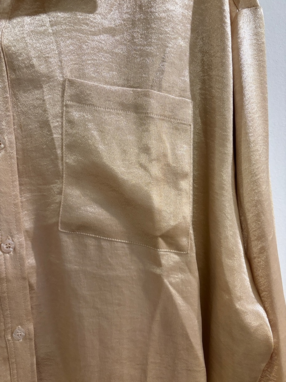 Double Zero Satin Button-Front Blouse in Champagne Gold medium - Picture 5 of 5